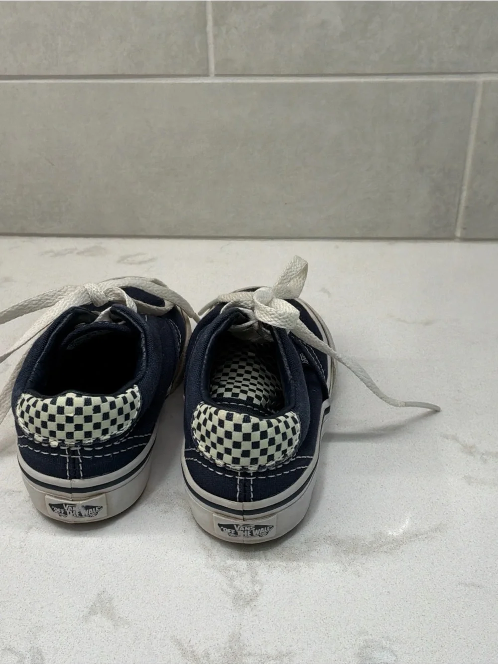 Vans Off the Wall Toddlers 5.5 Blue and White Checker Skater